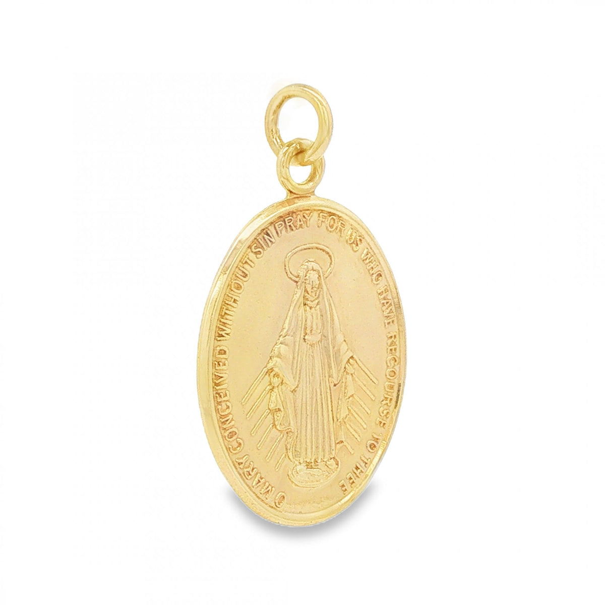 9ct Yellow Gold Lourdes Medal Pendant - 16x24x1mm - 2.1g