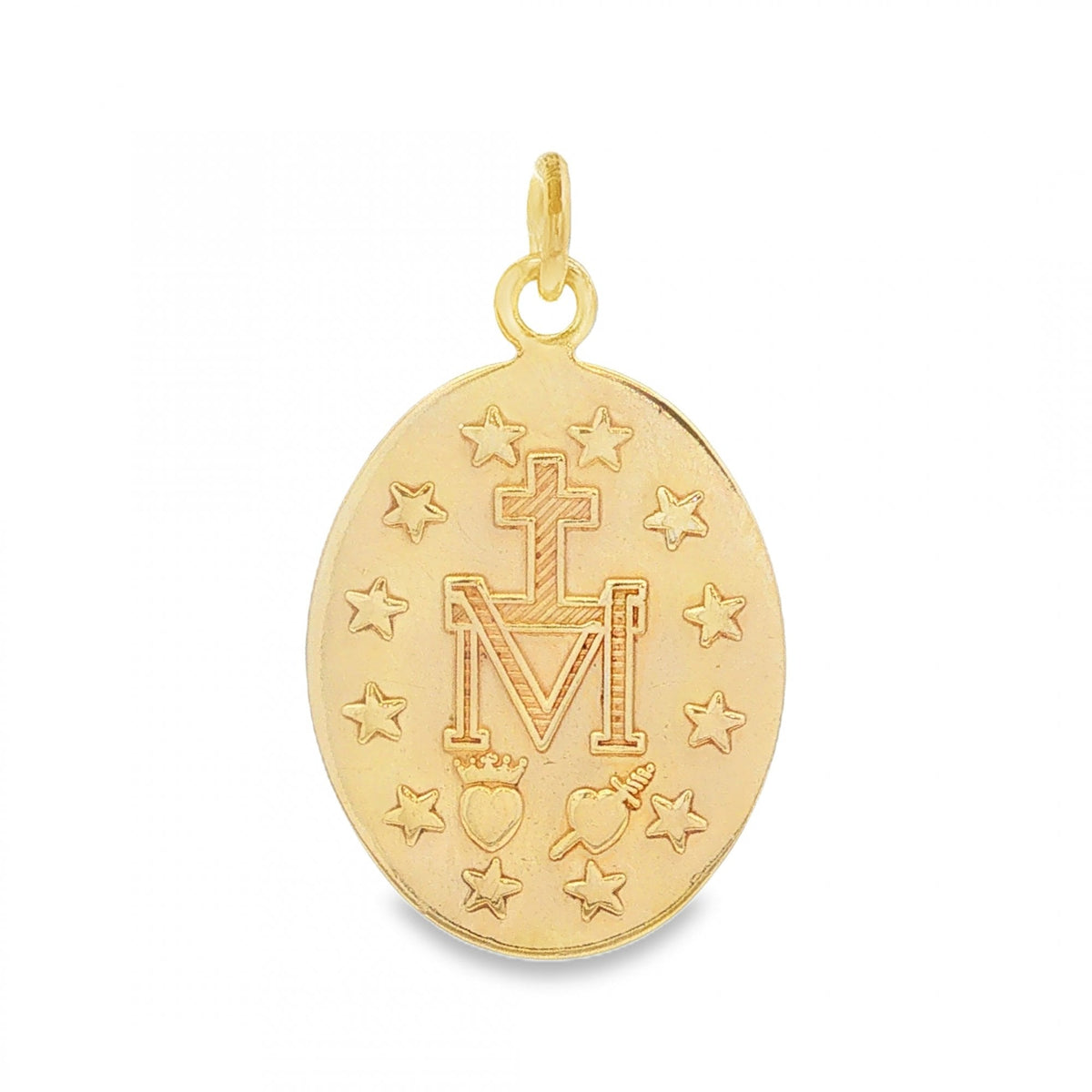 9ct Yellow Gold Lourdes Medal Pendant - 16x24x1mm - 2.1g