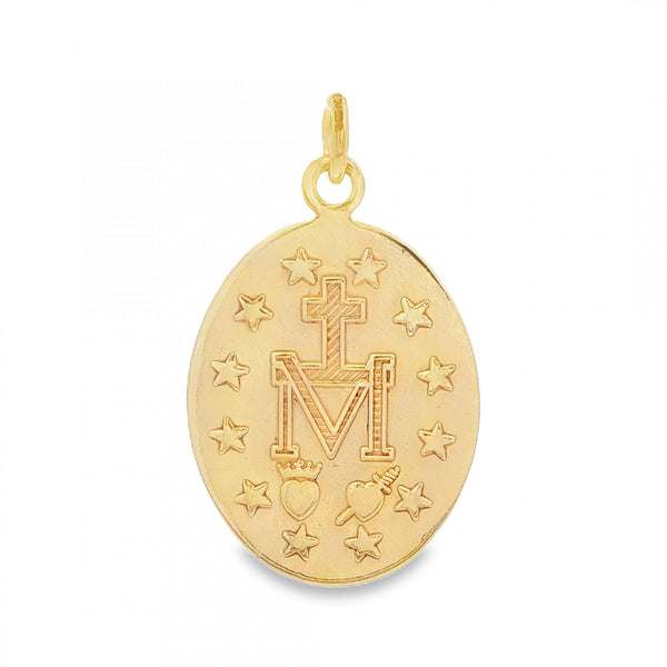 9ct Yellow Gold Lourdes Medal Pendant - 16x24x1mm - 2.1g