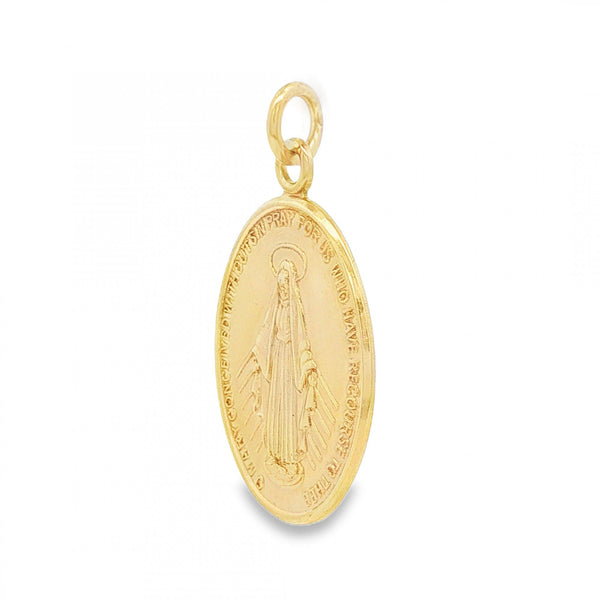 9ct Yellow Gold Lourdes Medal Pendant - 16x24x1mm - 2.1g