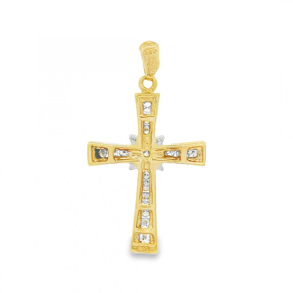9ct Yellow Gold Diamond Cross Pendant - 14x22x3mm - 0.17ct