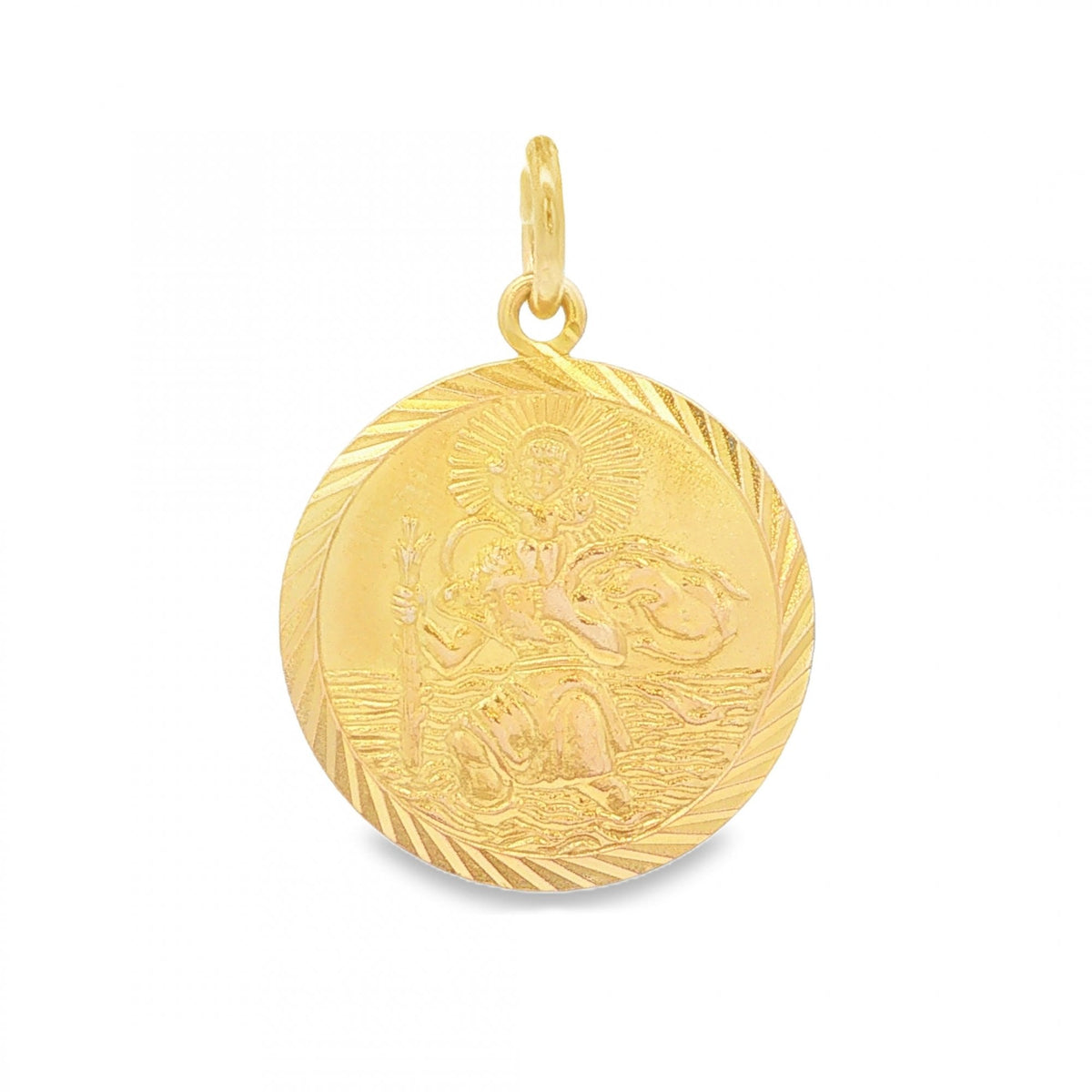 9ct Yellow Gold Round St. Christopher Disk Pendant - 18x21x1mm