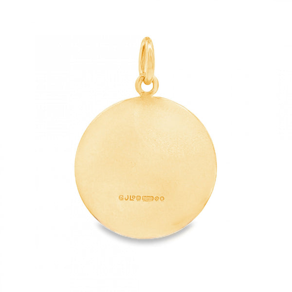 9ct Yellow Gold Round St. Christopher Disk Pendant - 18x21x1mm