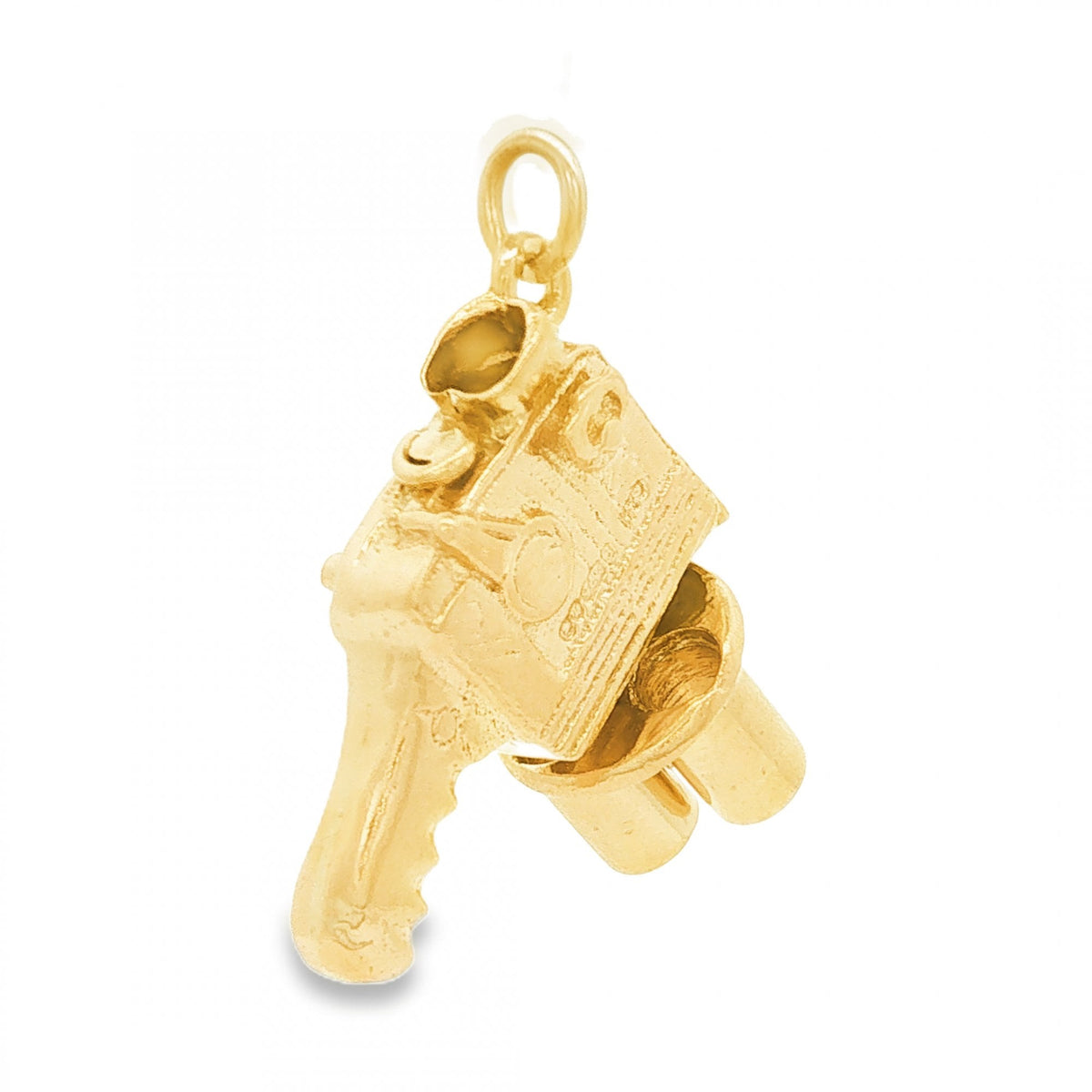 9ct Yellow Gold Cinema Camera Charm - 18x20x9mm - 5.4g