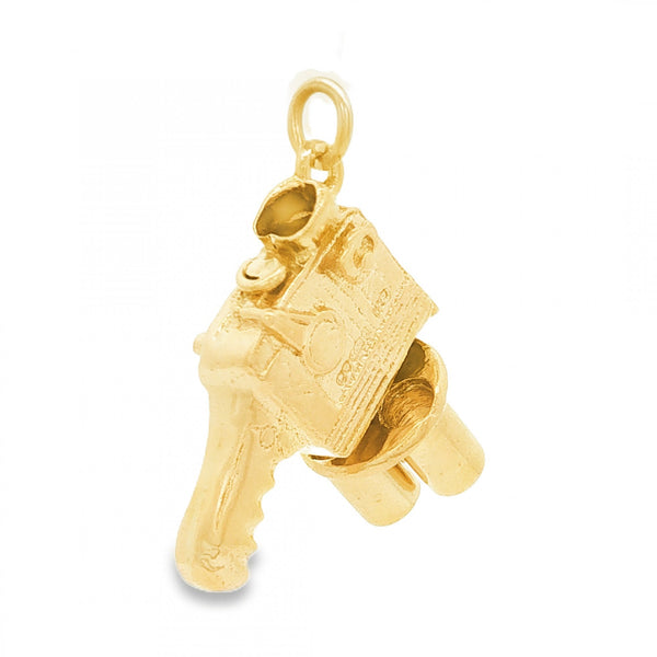 9ct Yellow Gold Cinema Camera Charm - 18x20x9mm - 5.4g