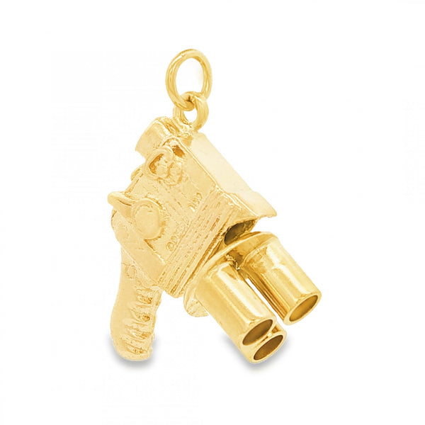 9ct Yellow Gold Cinema Camera Charm - 18x20x9mm - 5.4g
