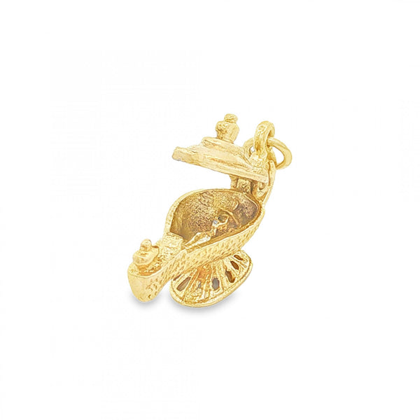 9ct Yellow Gold Genie Lamp Charm - 24x12x8mm - 3.5g