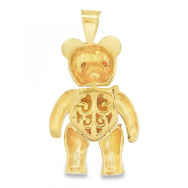 9ct Yellow Gold Multi-Gem Teddy Bear Pendant - 20x37x10mm - 7.1g
