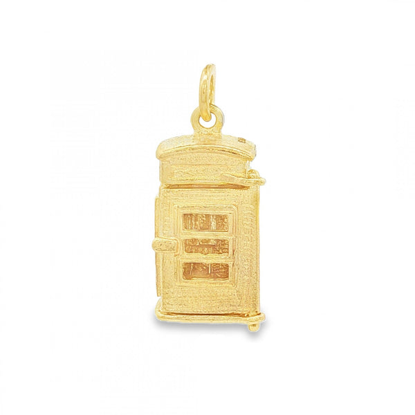 9ct Yellow Gold Telephone Box Pendant - 10x19x8mm - 4.2g