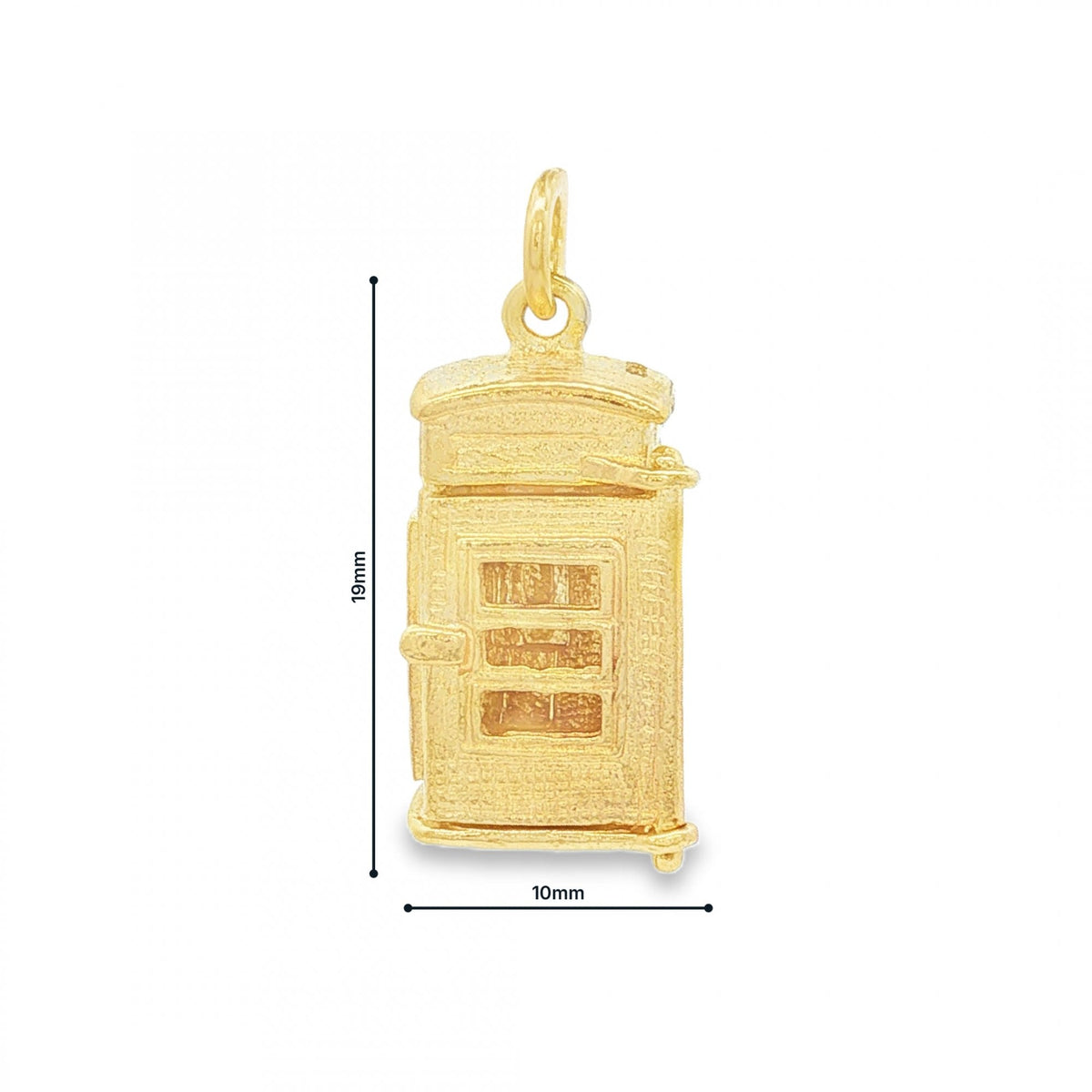 9ct Yellow Gold Telephone Box Pendant - 10x19x8mm - 4.2g