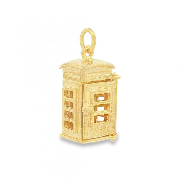 9ct Yellow Gold Telephone Box Pendant - 10x19x8mm - 4.2g