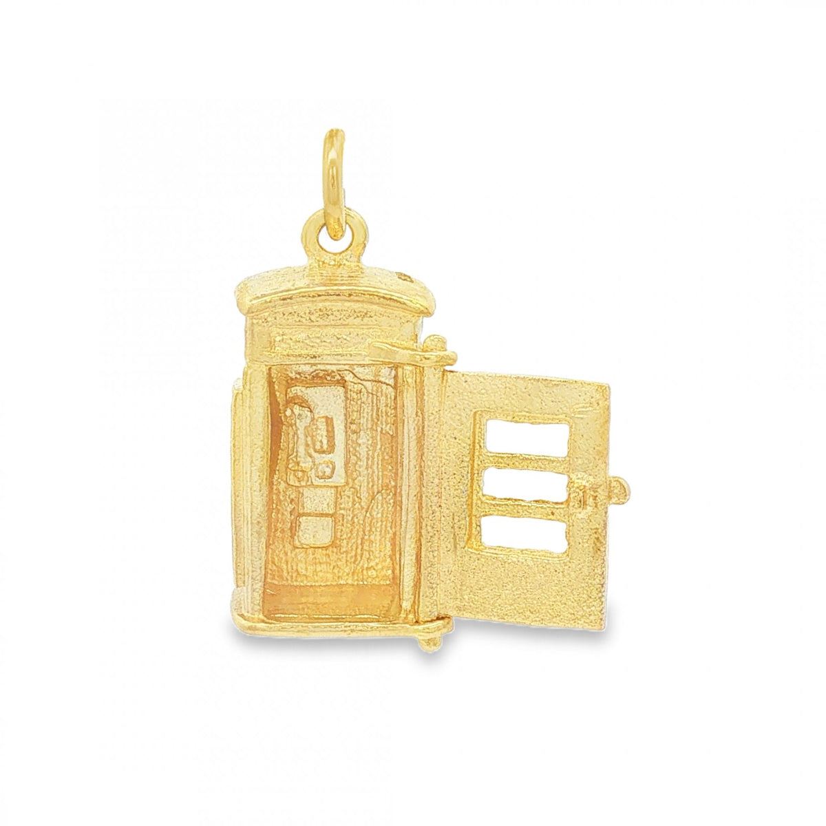9ct Yellow Gold Telephone Box Pendant - 10x19x8mm - 4.2g