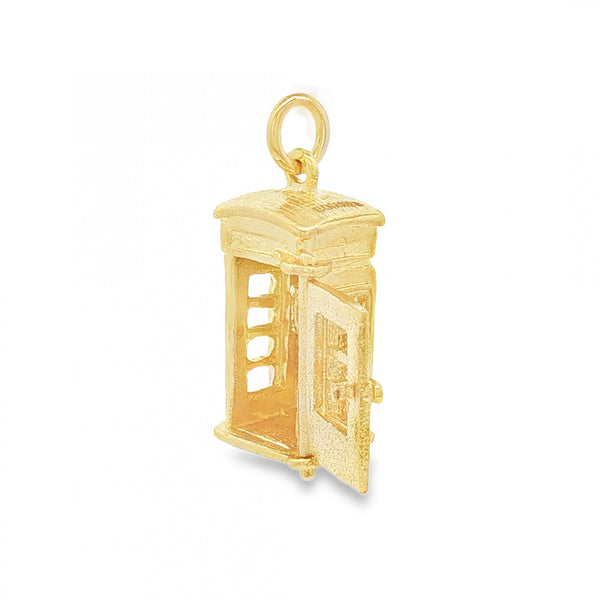 9ct Yellow Gold Telephone Box Pendant - 10x19x8mm - 4.2g