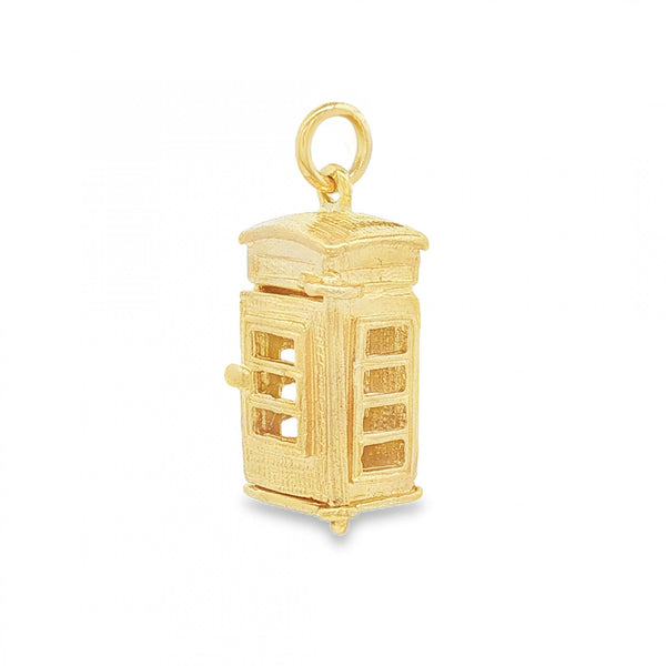 9ct Yellow Gold Telephone Box Pendant - 10x19x8mm - 4.2g