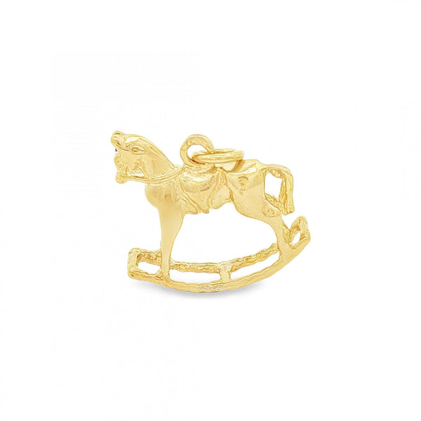 9ct Yellow Gold Rocking Horse Charm - 18x16x5mm - 2.9g