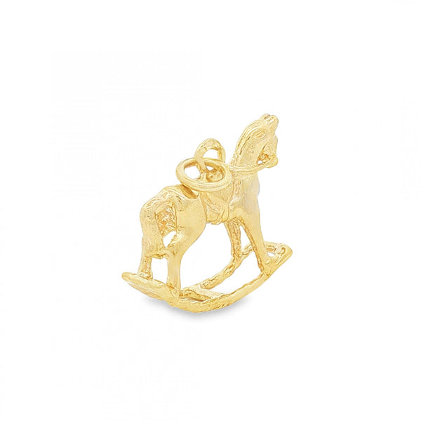 9ct Yellow Gold Rocking Horse Charm - 18x16x5mm - 2.9g