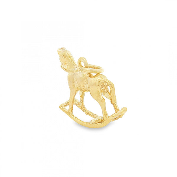 9ct Yellow Gold Rocking Horse Charm - 18x16x5mm - 2.9g