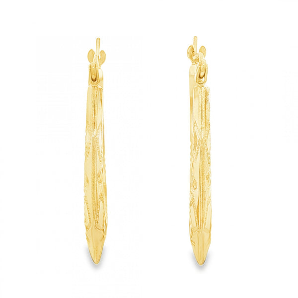 9ct Yellow Gold Octagon Hoop Earrings - 3x26x26mm - 1.6g