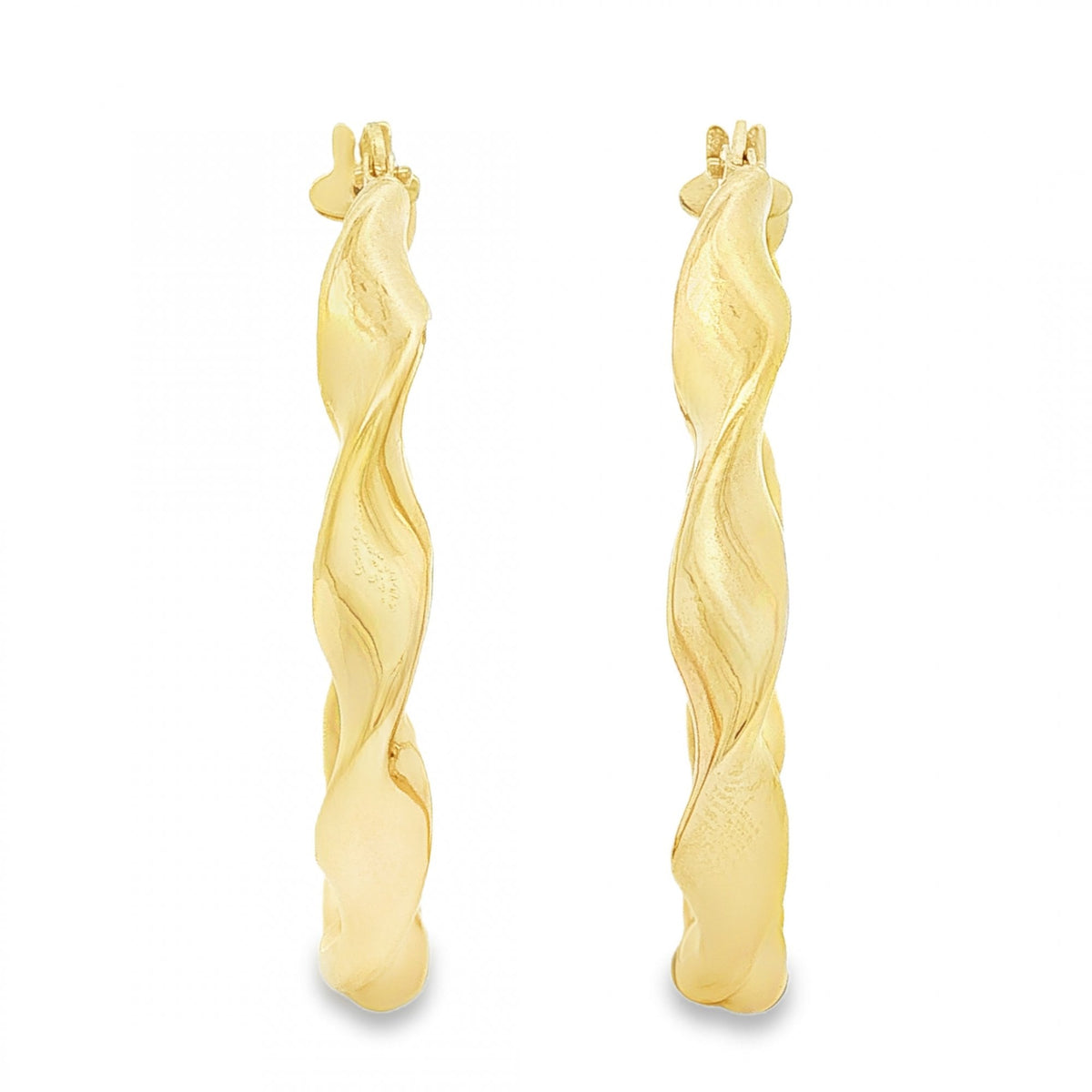 9ct Yellow Gold Large Twist Hoop Earrings - 5x39x38mm - 3.4g