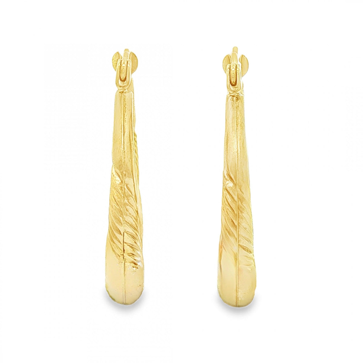 9ct Yellow Gold Round Scallop Hoop Earrings - 3.5x24x24mm - 1.3g