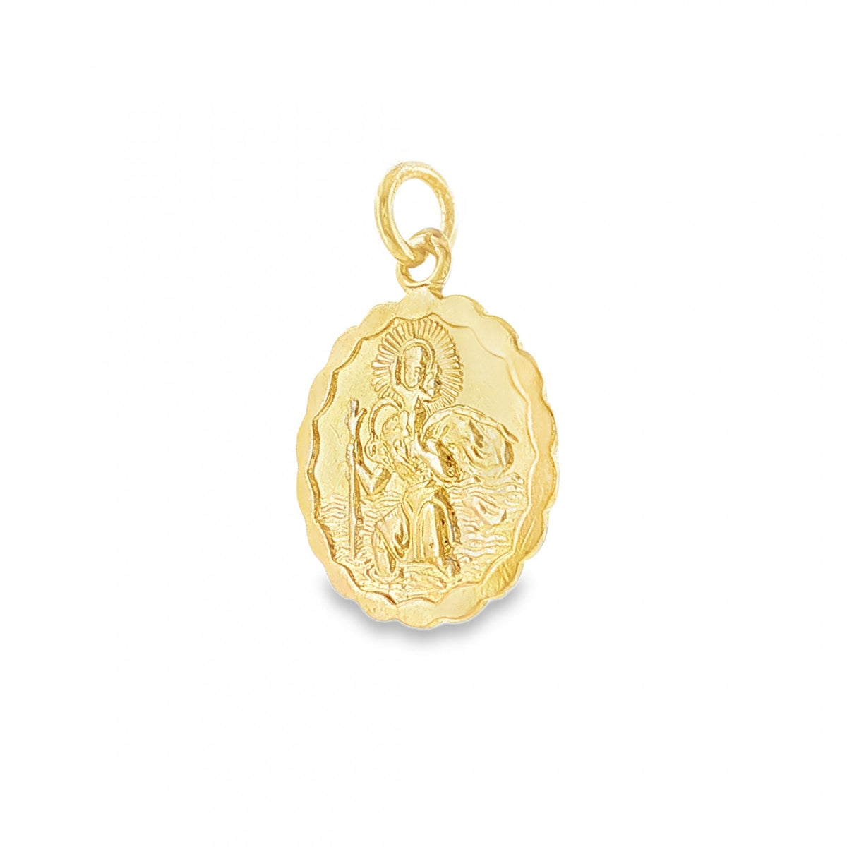 9ct Yellow Gold Round St. Christopher Pendant - 15x18x1mm - 1.4g