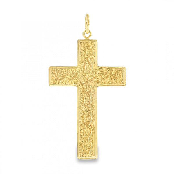 9ct Yellow Gold Patterned Cross Pendant - 26x43x0.5mm - 3.0g