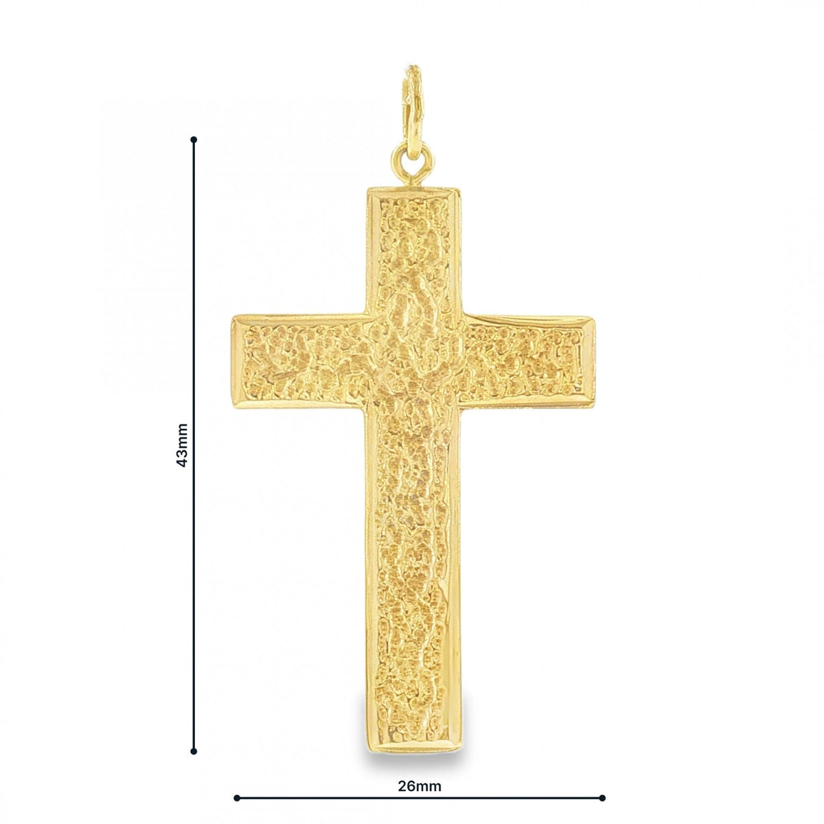 9ct Yellow Gold Patterned Cross Pendant - 26x43x0.5mm - 3.0g