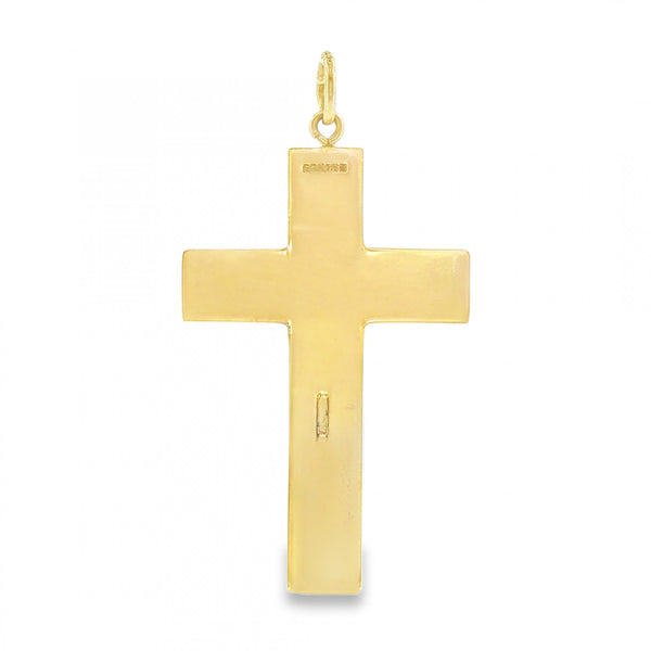 9ct Yellow Gold Patterned Cross Pendant - 26x43x0.5mm - 3.0g