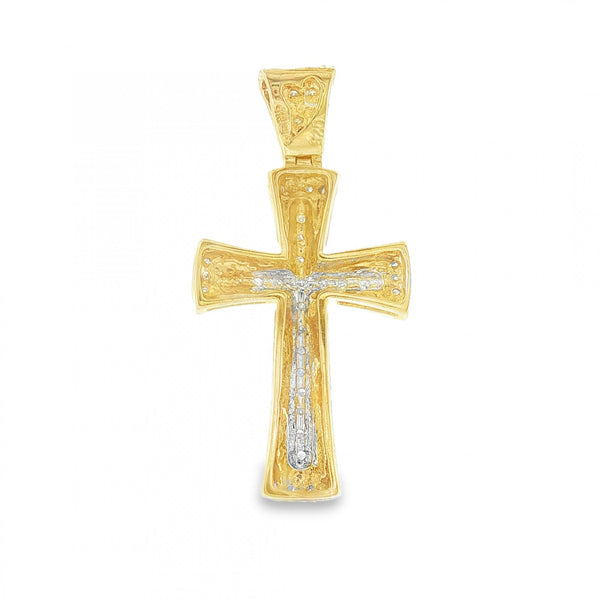 9ct Yellow Gold Diamond Cross Pendant - 18x35x4.5mm - 0.25ct