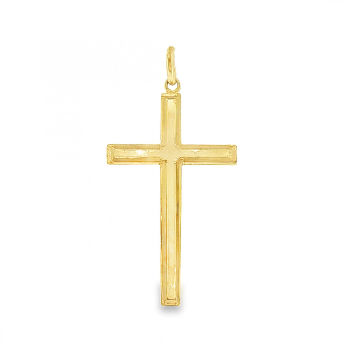 9ct Yellow Gold Engraved Edge Block Cross Pendant - 2.0g