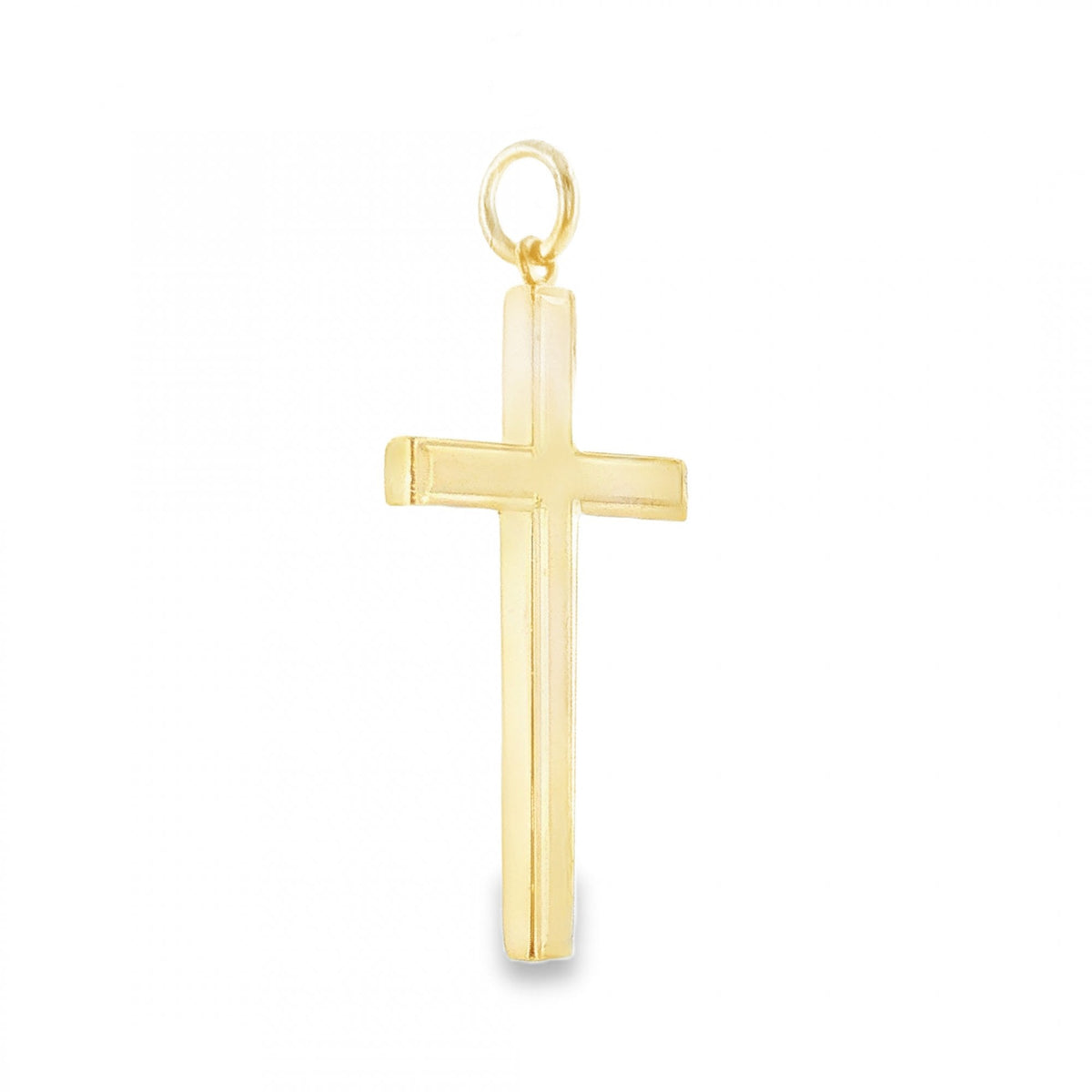 9ct Yellow Gold Engraved Edge Block Cross Pendant - 2.0g