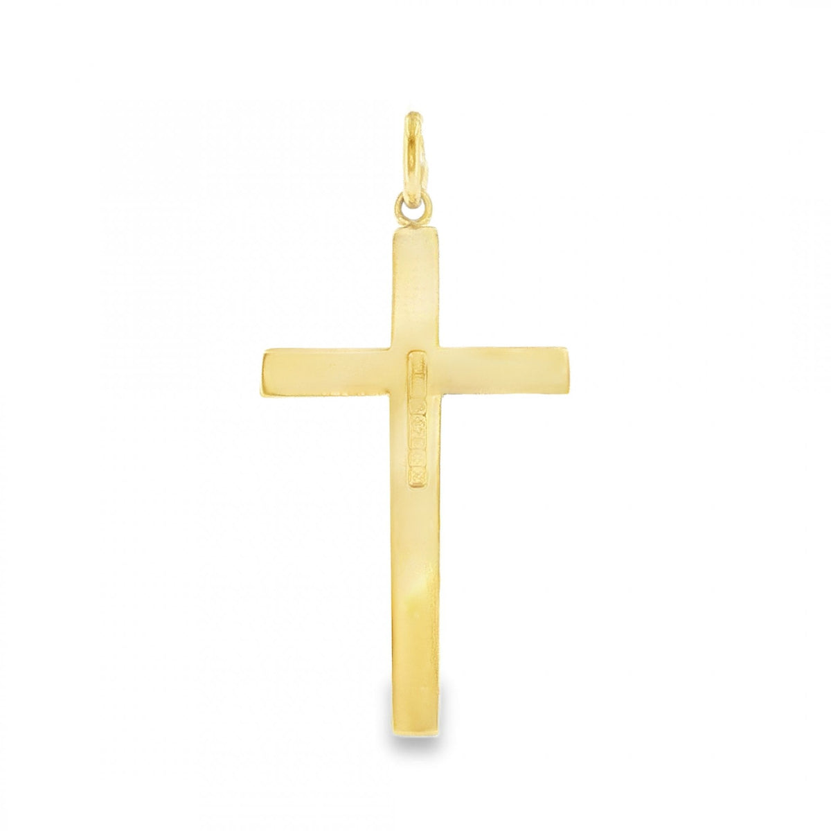 9ct Yellow Gold Engraved Edge Block Cross Pendant - 2.0g