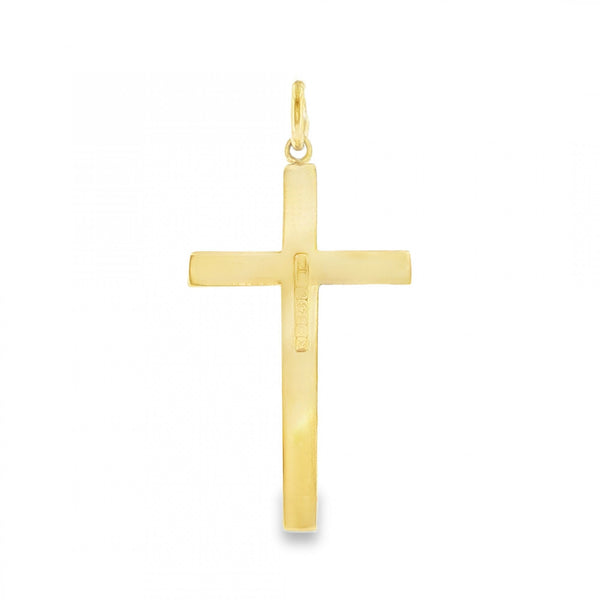 9ct Yellow Gold Engraved Edge Block Cross Pendant - 2.0g
