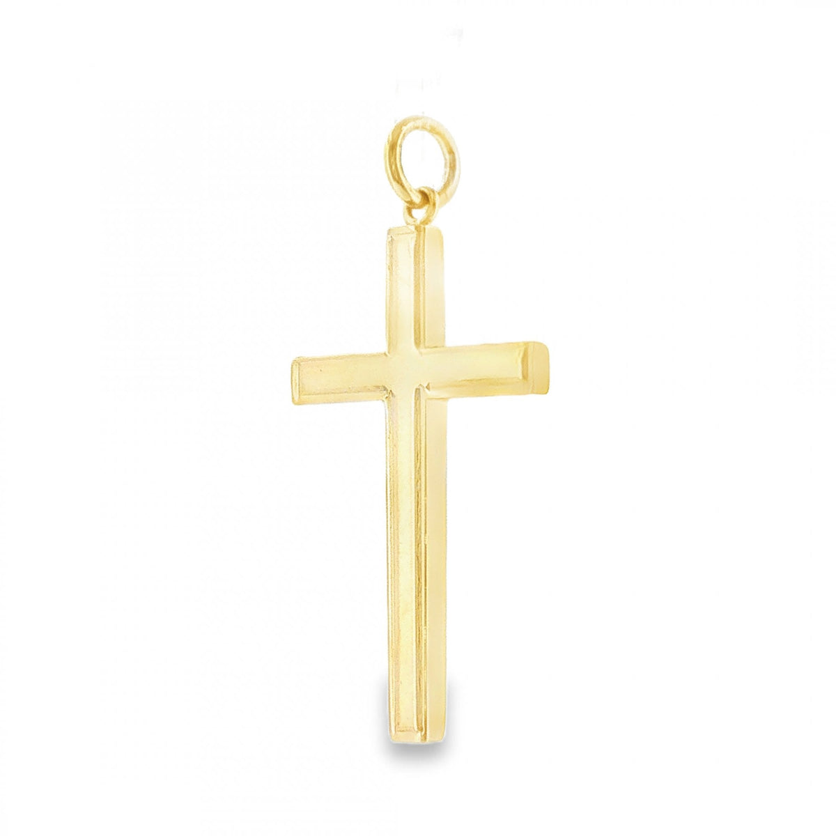 9ct Yellow Gold Engraved Edge Block Cross Pendant - 2.0g