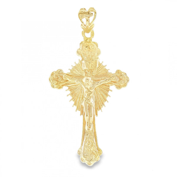 9ct Yellow Gold Sunburst Crucifix Pendant - 24x41x5mm - 5.1g