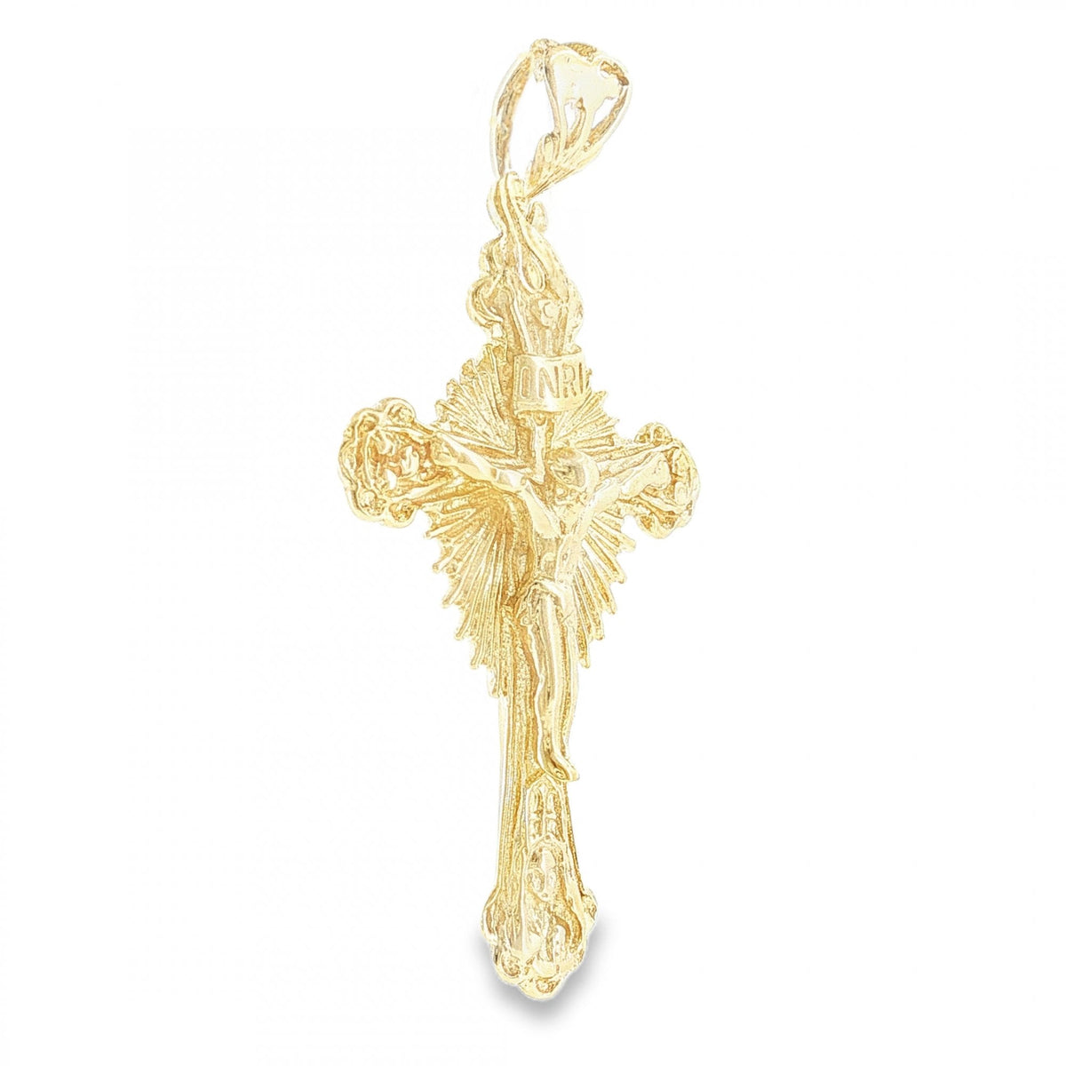9ct Yellow Gold Sunburst Crucifix Pendant - 24x41x5mm - 5.1g