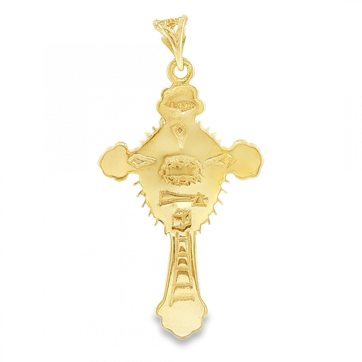 9ct Yellow Gold Sunburst Crucifix Pendant - 24x41x5mm - 5.1g