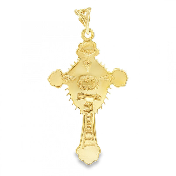 9ct Yellow Gold Sunburst Crucifix Pendant - 24x41x5mm - 5.1g