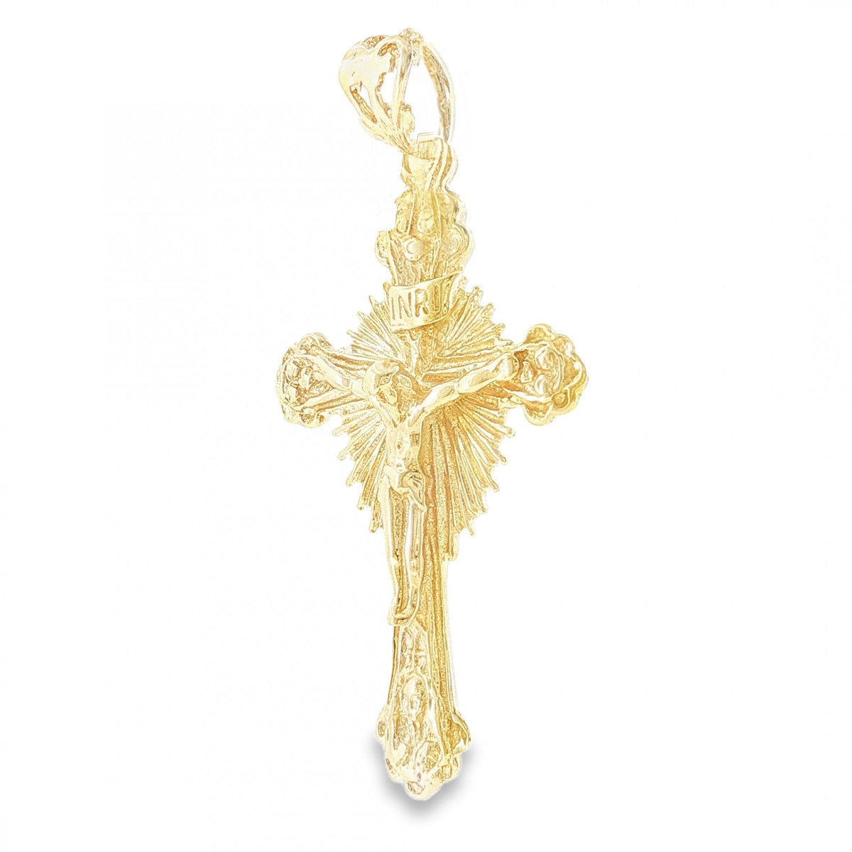 9ct Yellow Gold Sunburst Crucifix Pendant - 24x41x5mm - 5.1g