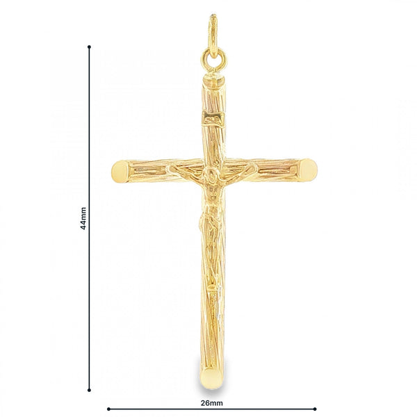 9ct Yellow Gold Hollow Crucifix Pendant - 26x44x4.5mm - 2.7g