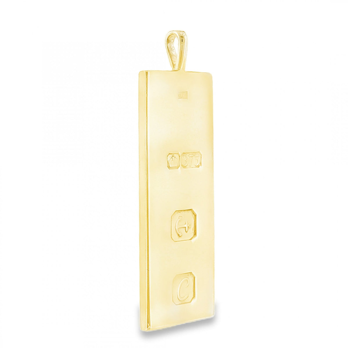 9ct Yellow Gold Heavy Flat Ingot Pendant - 19x60x3mm - 30.8g