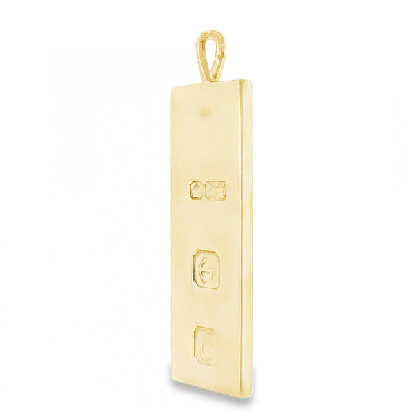 9ct Yellow Gold Heavy Flat Ingot Pendant - 19x60x3mm - 30.8g