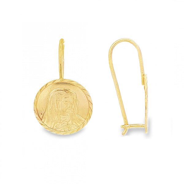 9ct Yellow Gold Madonna Drop Earrings - 10x17x7mm - 0.9g