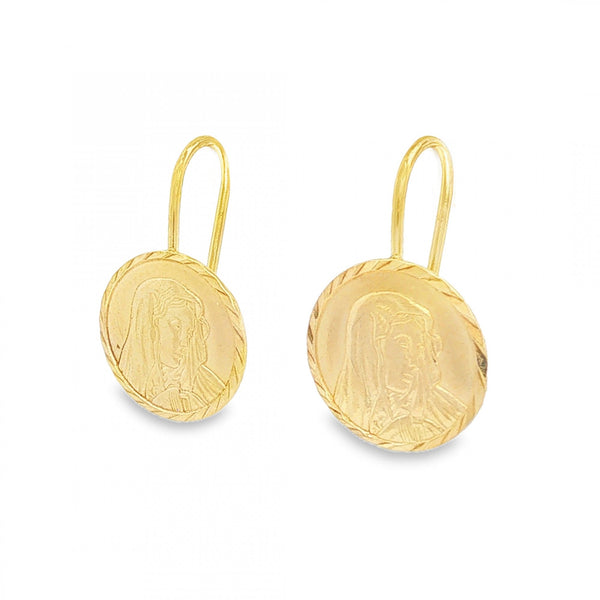 9ct Yellow Gold Madonna Drop Earrings - 10x17x7mm - 0.9g