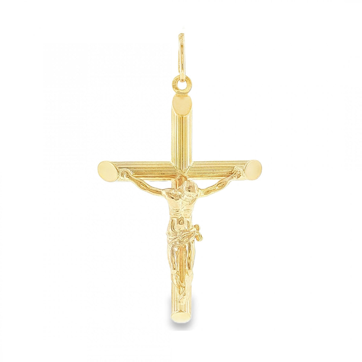 9ct Yellow Gold Crucifix Tube Cross Pendant - 30x48x11mm - 4.7g