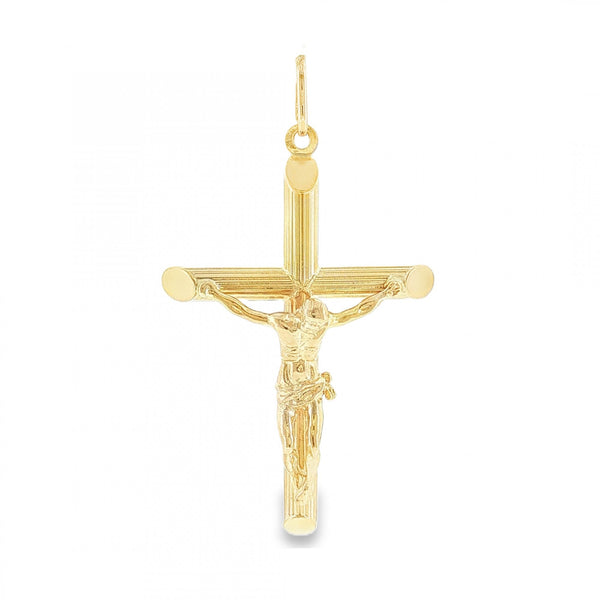 9ct Yellow Gold Crucifix Tube Cross Pendant - 30x48x11mm - 4.7g