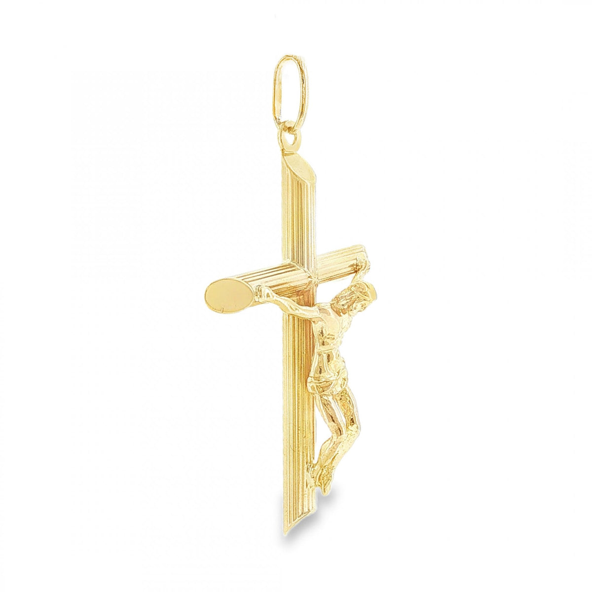 9ct Yellow Gold Crucifix Tube Cross Pendant - 30x48x11mm - 4.7g