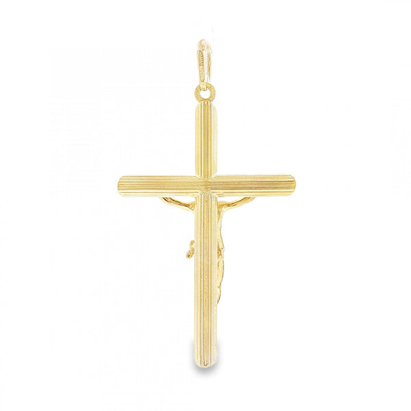 9ct Yellow Gold Crucifix Tube Cross Pendant - 30x48x11mm - 4.7g