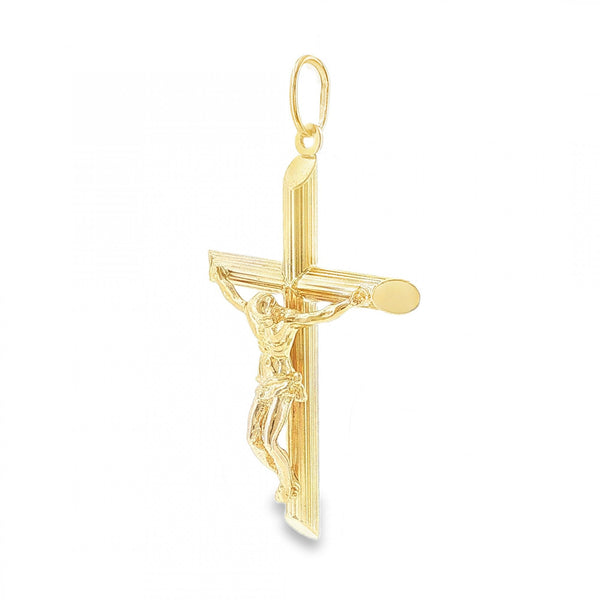 9ct Yellow Gold Crucifix Tube Cross Pendant - 30x48x11mm - 4.7g