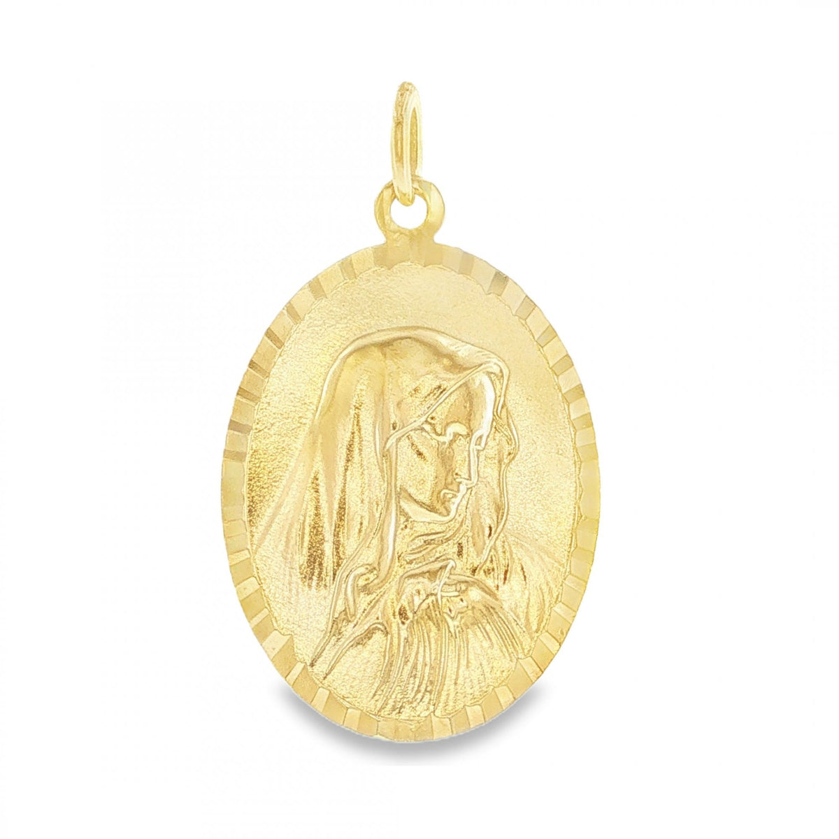 9ct Yellow Gold Fluted Oval Madonna Pendant - 20x30x1.5mm - 4.2g